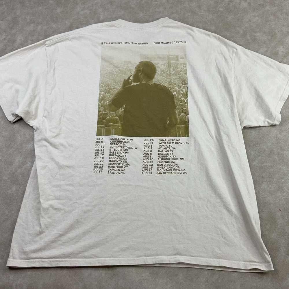 Post Malone T-Shirt Sz 2XL Austin 2023 Tour If Y'all Weren't Here I'd Be Crying - Picture 9 of 10